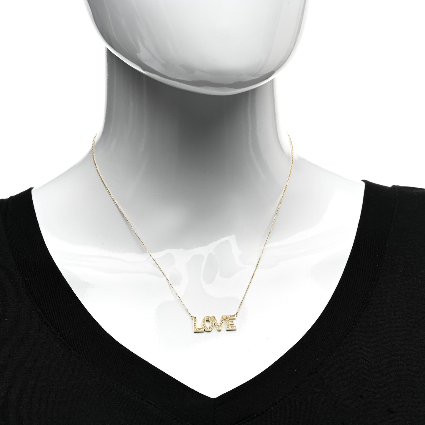 18K Yellow Gold Diamond Love Pendant Necklace