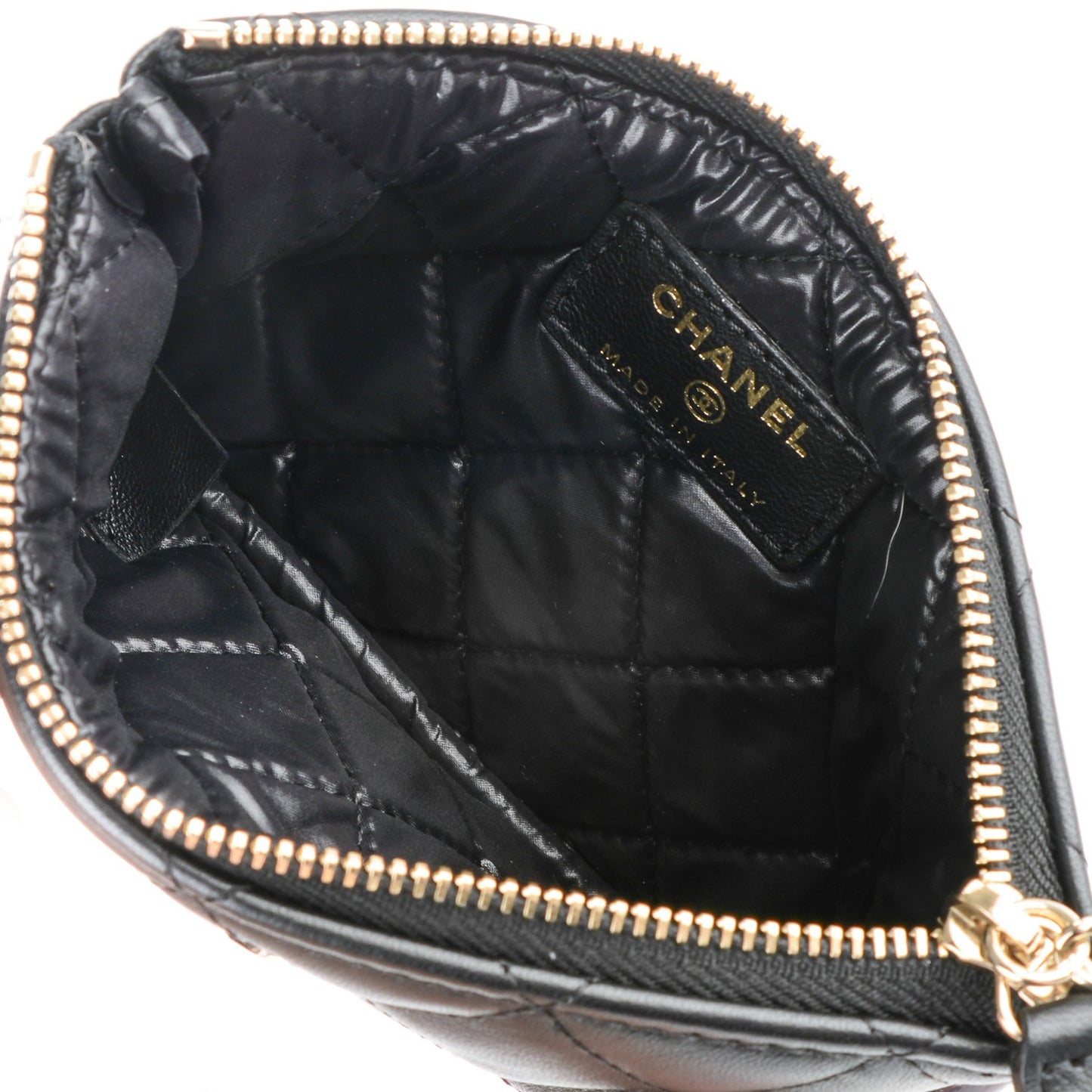 Lambskin Quilted Casino Coin Purse Black