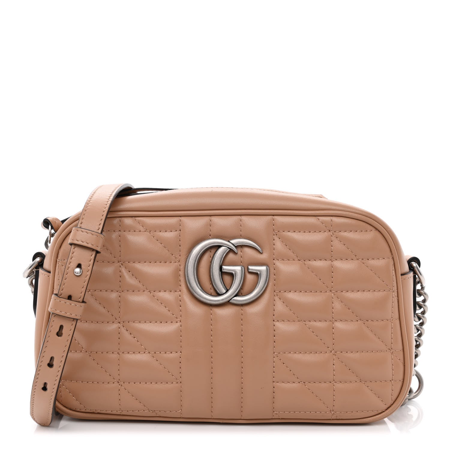 Gucci Calfskin Matelasse Aria Small GG Marmont Chain Shoulder Bag Camelia 1 of 11