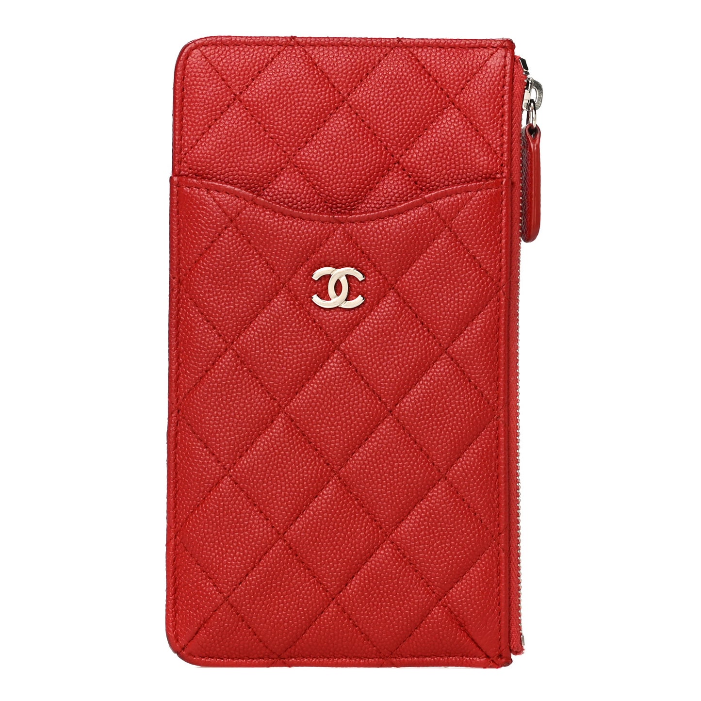 Caviar Quilted Classic Flat Wallet Pouch Red