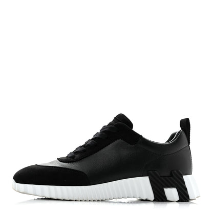 Hermes Goatskin Suede Goatskin Bouncing Sneakers 37 Black 1 of 10