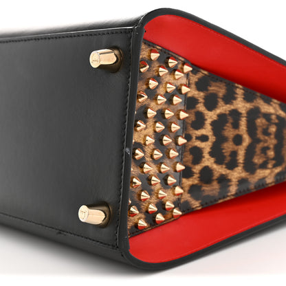 Christian Louboutin Calfskin Patent Leopard Spiked Medium Paloma Black 9 of 12