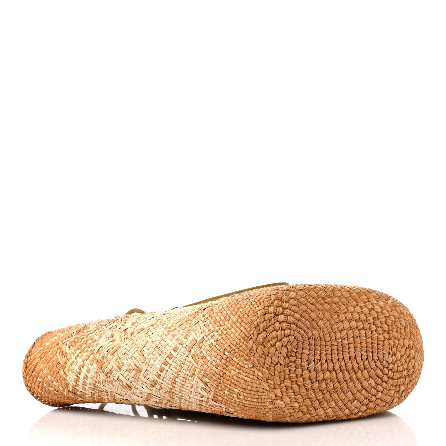 Iraca Palm Calfskin Medium Anagram Basket Tote Bag Ochre