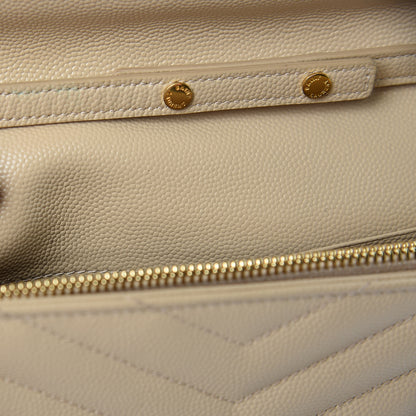 Saint Laurent Grain De Poudre Matelasse Chevron Monogram Chain Wallet Nude Powder 9 of 12