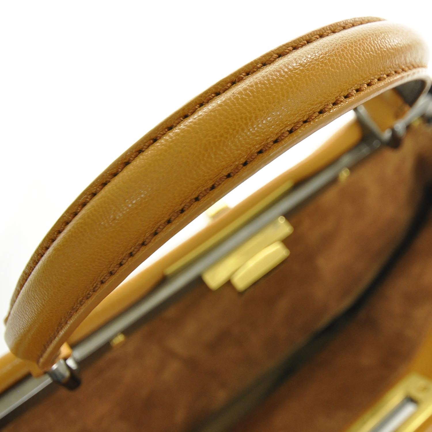Fendi Goatskin Python Medium Peekaboo Iconic Satchel Ocra 6 of 11