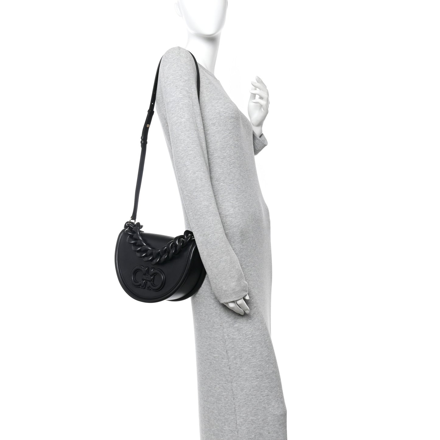 Calfskin Aura Shoulder Bag Black