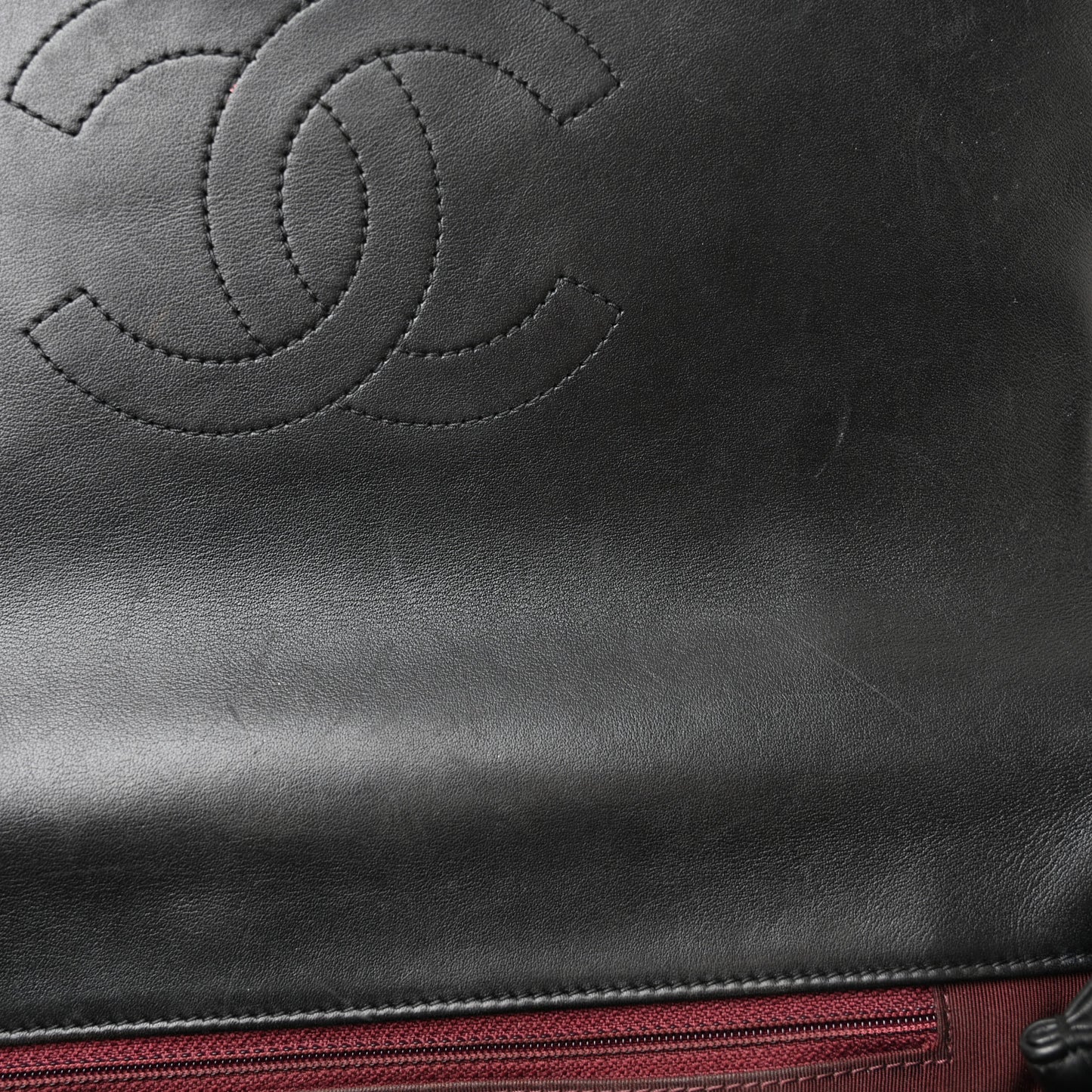 Calfskin Quilted Large Gold Bar Top Handle Flap Black
