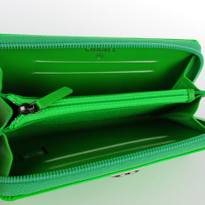 Chanel Patent Quilted Small Boy Zip Around Wallet Green 5 of 8