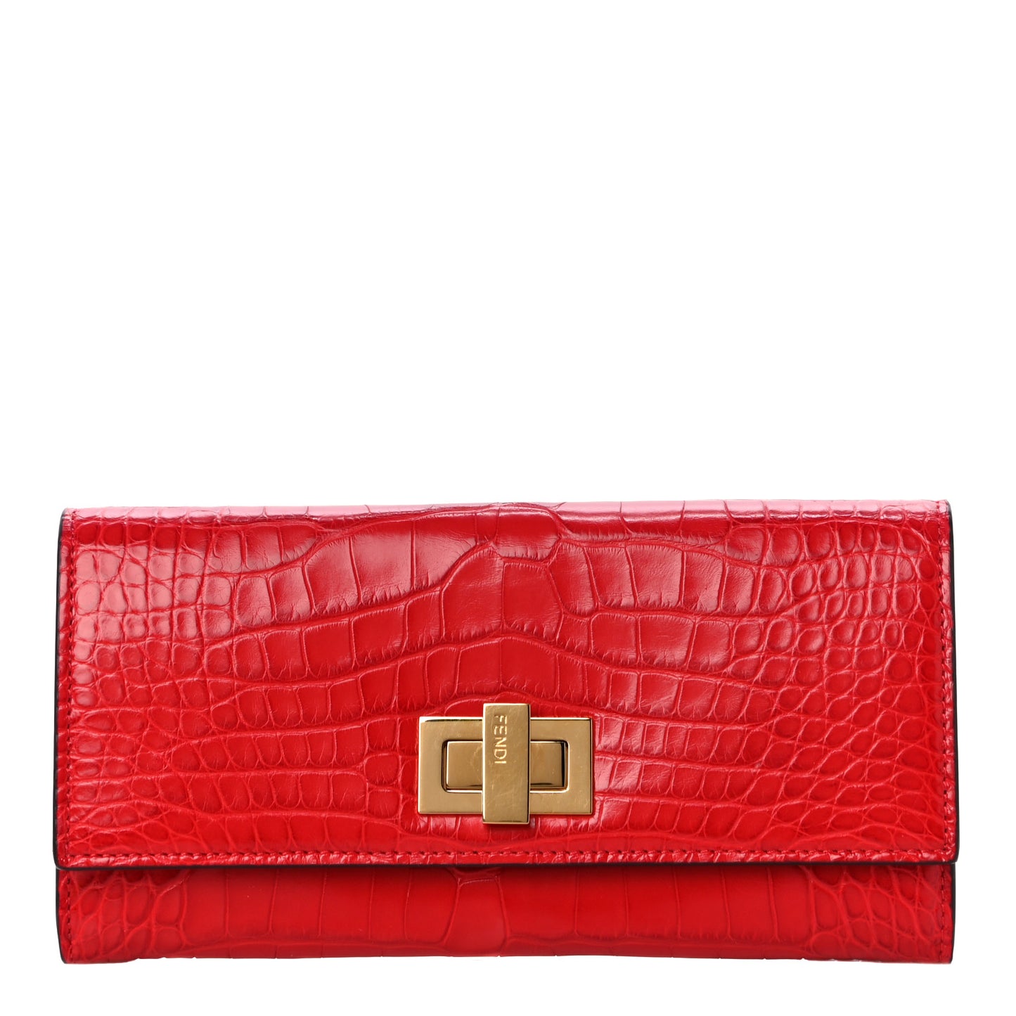 Shiny Alligator Vitello Century Lucido Peekaboo Continental Wallet Pomodoro