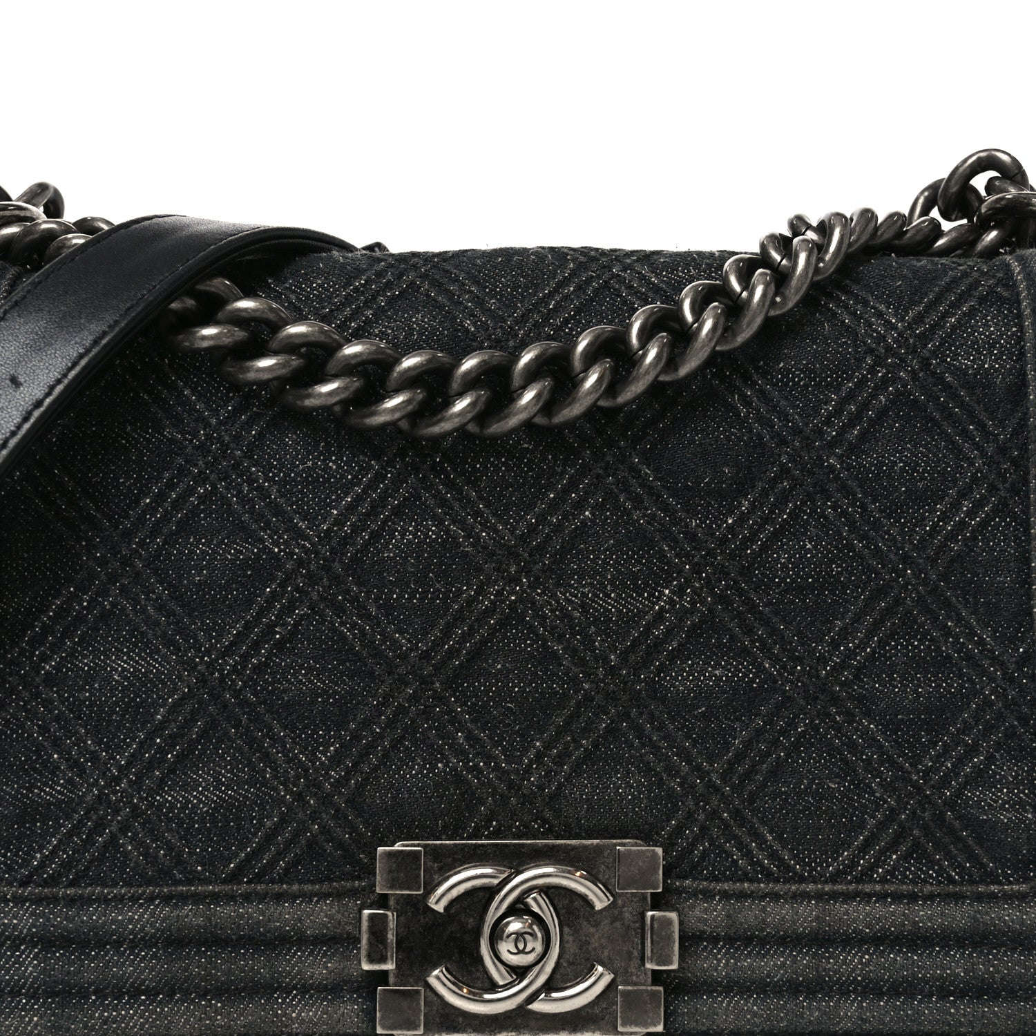 Chanel Denim Quilted Medium Boy Flap Black 8 of 10