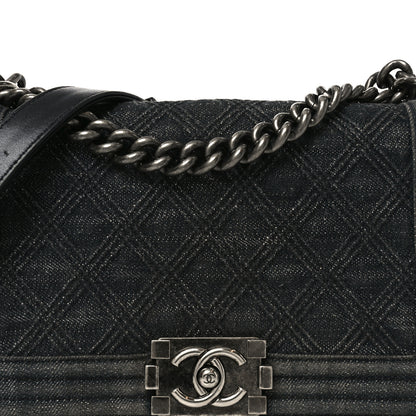 Chanel Denim Quilted Medium Boy Flap Black 8 of 10