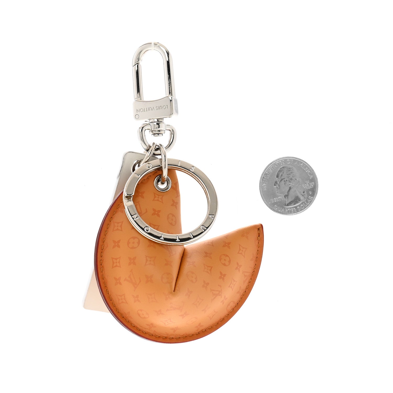 Louis Vuitton Calfskin Monogram Printed LV Fortune Cookie Bag Charm Key Holder Brown 2 of 7