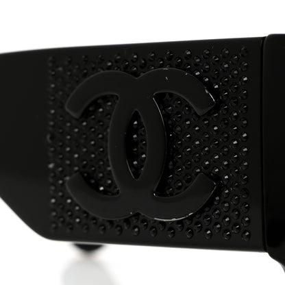 Chanel Acetate Crystal CC Shield Sunglasses 5466-B Black 10 of 11