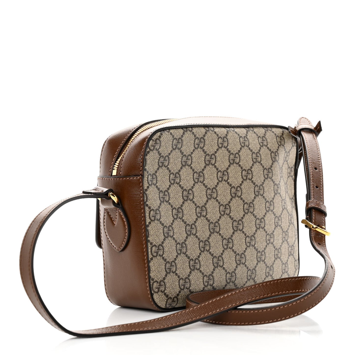 GG Supreme Monogram Small Horsebit 1955 Shoulder Bag Beige Brown Sugar