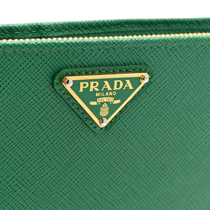 Prada Saffiano Triangle Continental Zip Wallet Mango 8 of 11