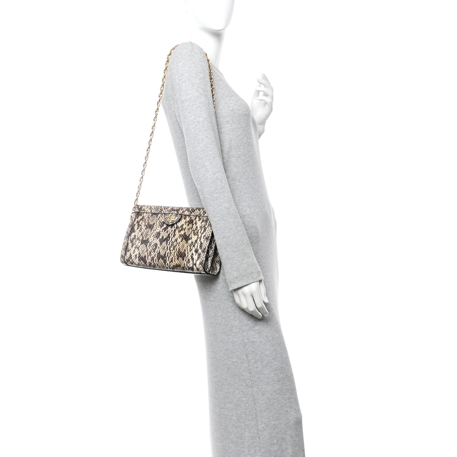 Gucci Snakeskin GG Small Ophidia Chain Shoulder Bag Roccia 2 of 11