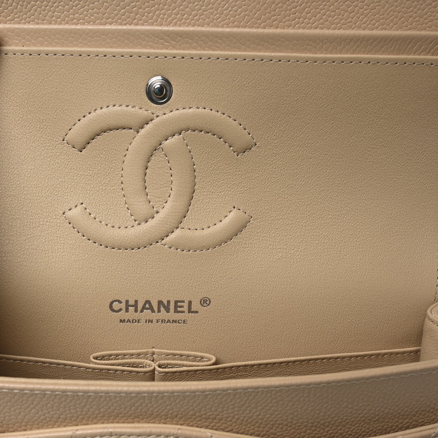 Chanel Caviar Quilted Medium Double Flap Beige 6 of 11