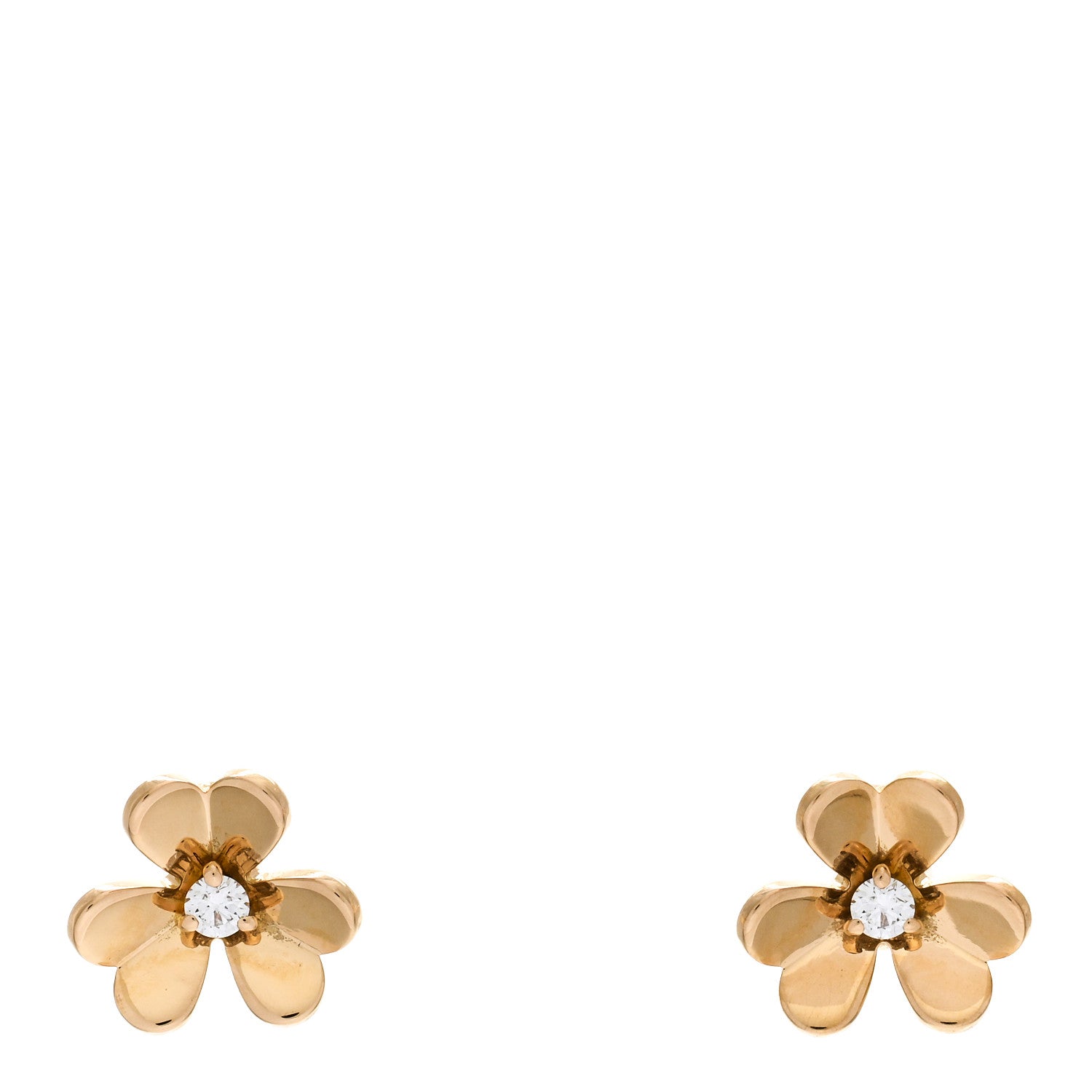 Van Cleef & Arpels 18K Yellow Gold Diamond Mini Frivole Earrings 1 of 5