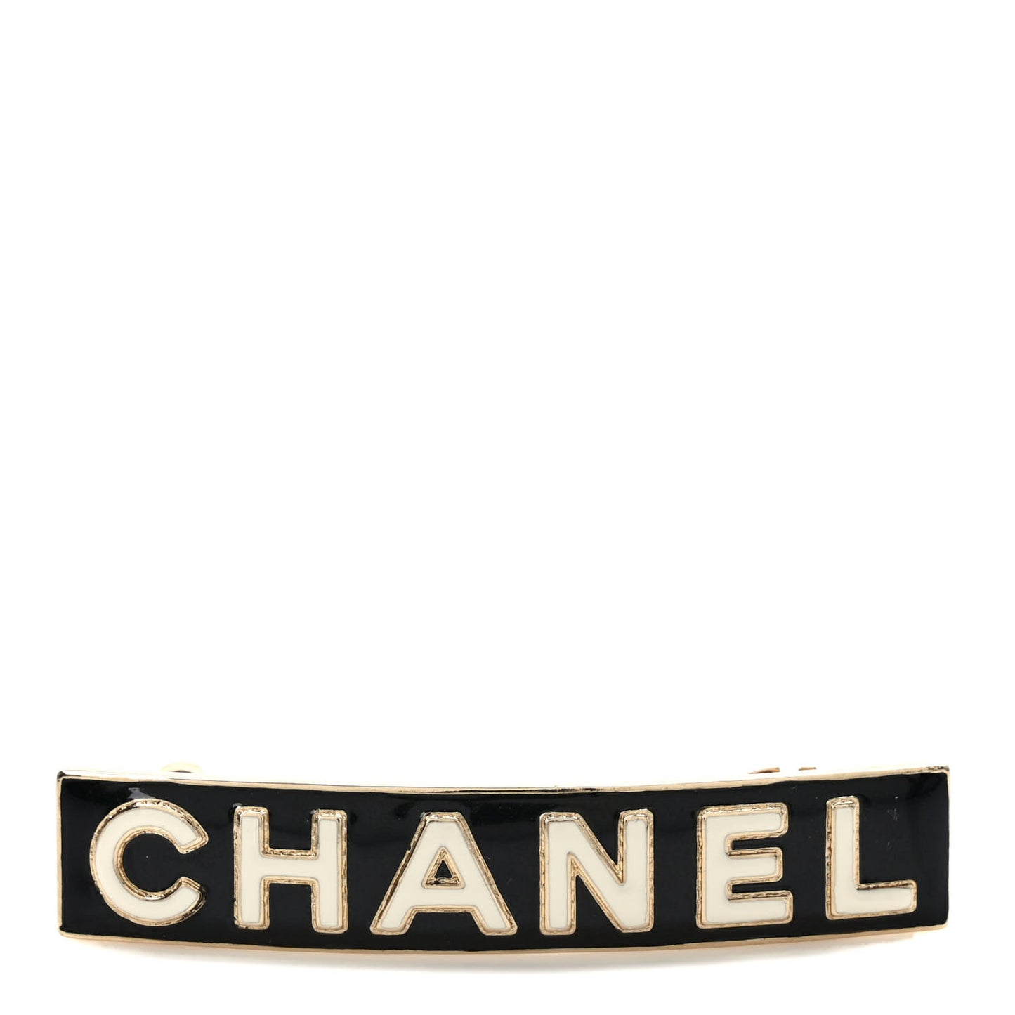 Metal Resin Enamel Logo Hair Clip Barrette Black White