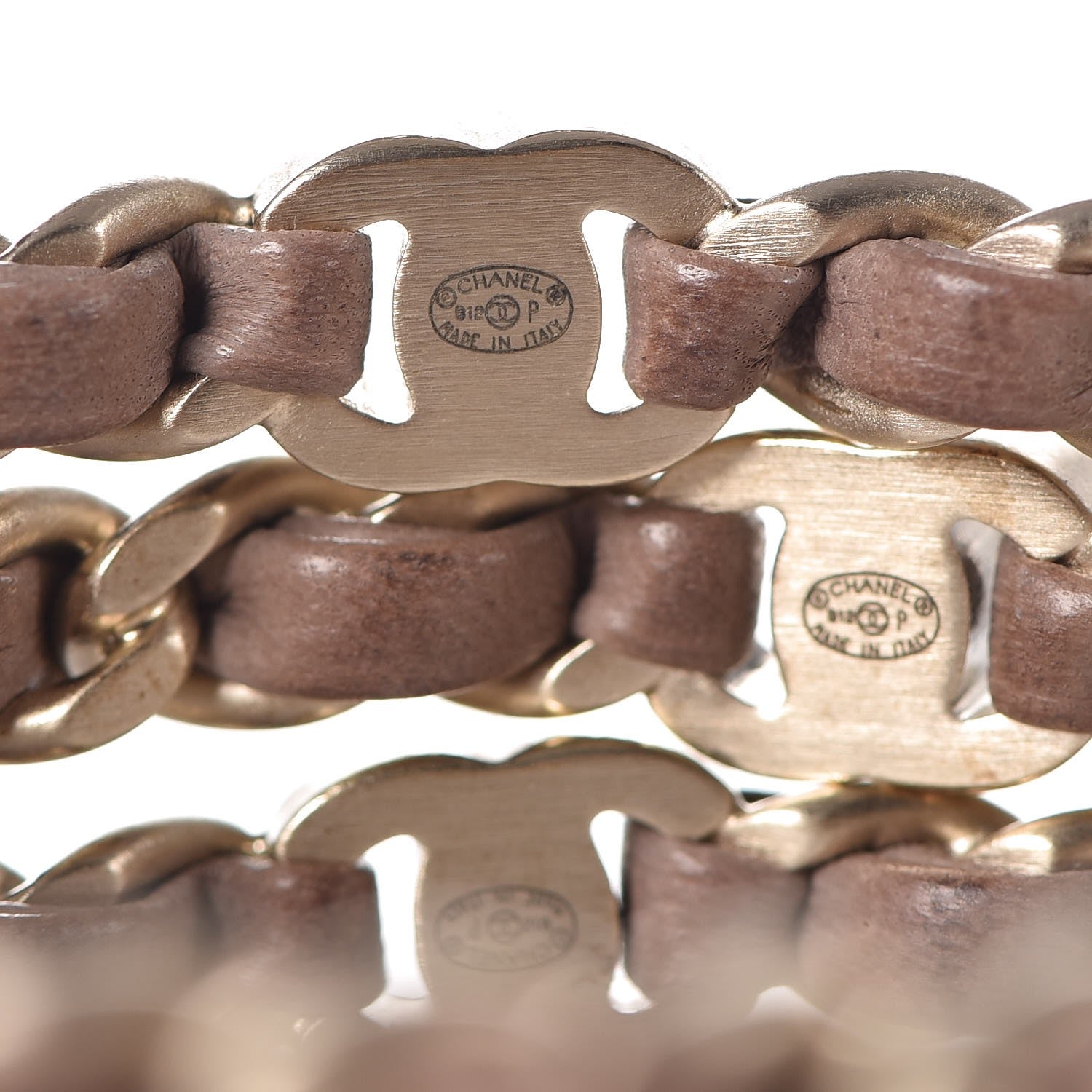 Chanel Lambskin Chain CC Bangle Bracelets M Set of 3 Gold 4 of 5