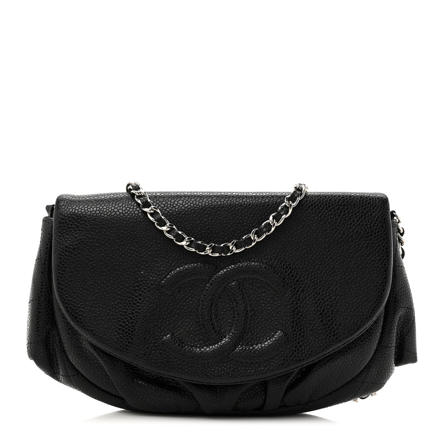 Chanel Caviar Half Moon Wallet On Chain WOC Black 1 of 14