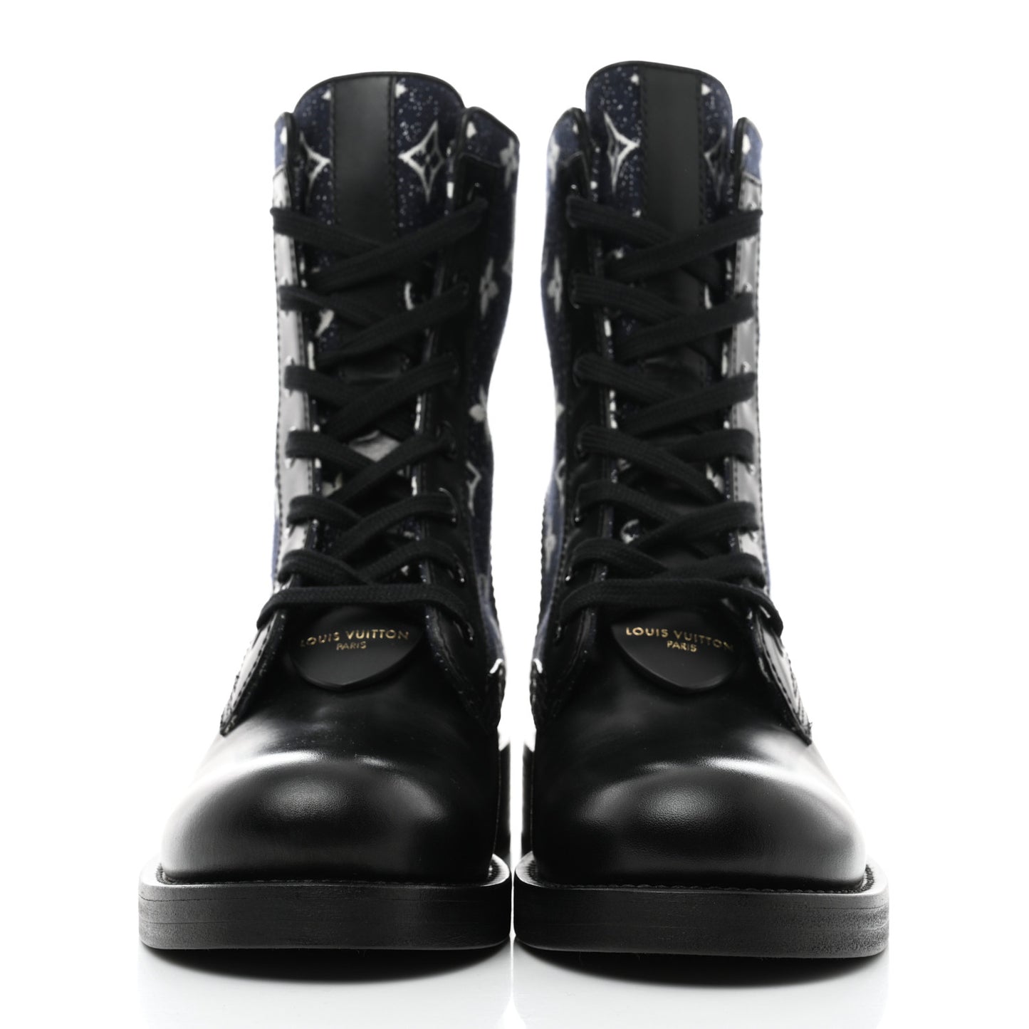 Denim Calfskin Monogram Metropolis Flat Ranger Boot 37 Navy Blue