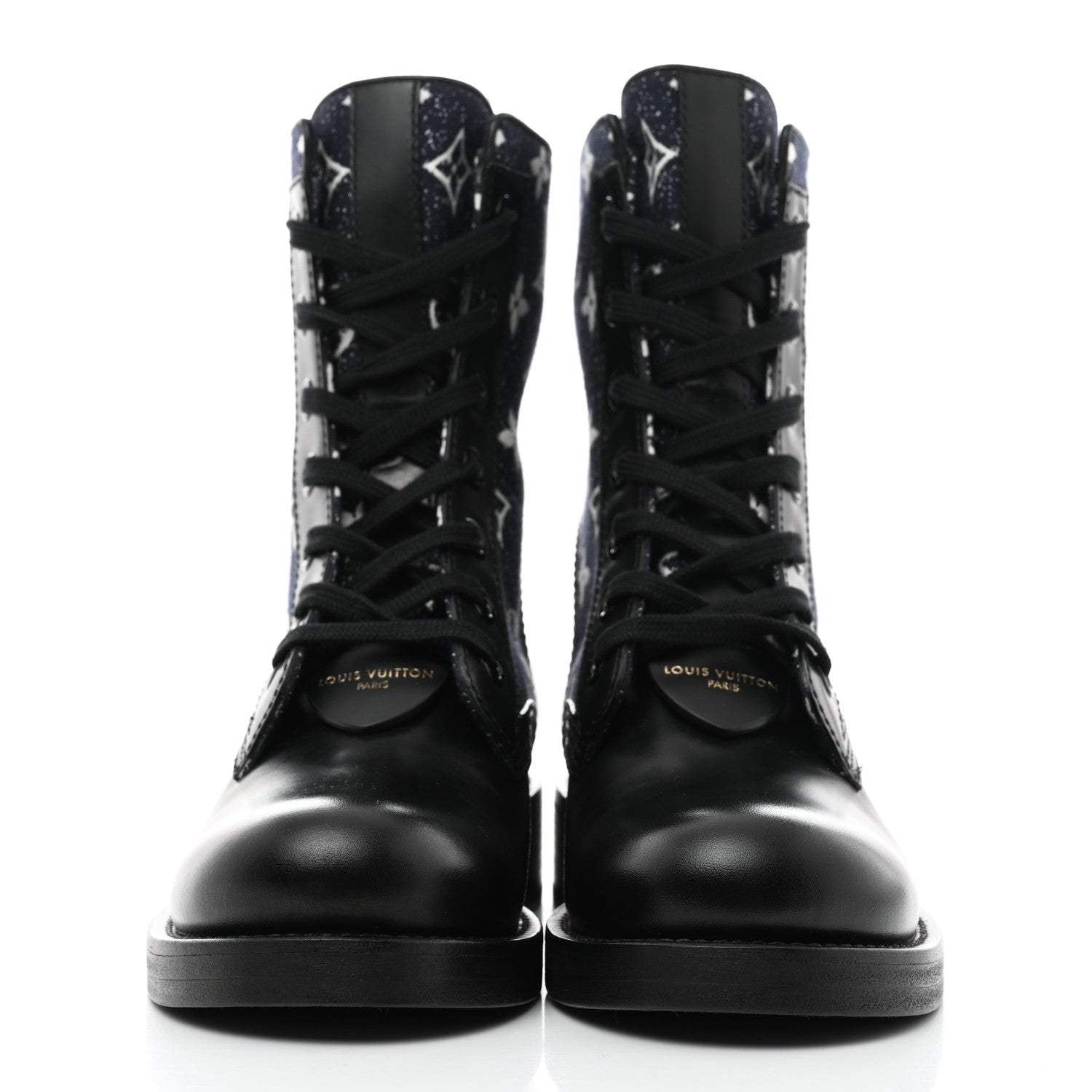 Louis Vuitton Denim Calfskin Monogram Metropolis Flat Ranger Boot 37 Navy Blue 2 of 9