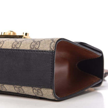 Gucci GG Supreme Monogram Calfskin Small Padlock Shoulder Bag Beige Black Cuir 7 of 10