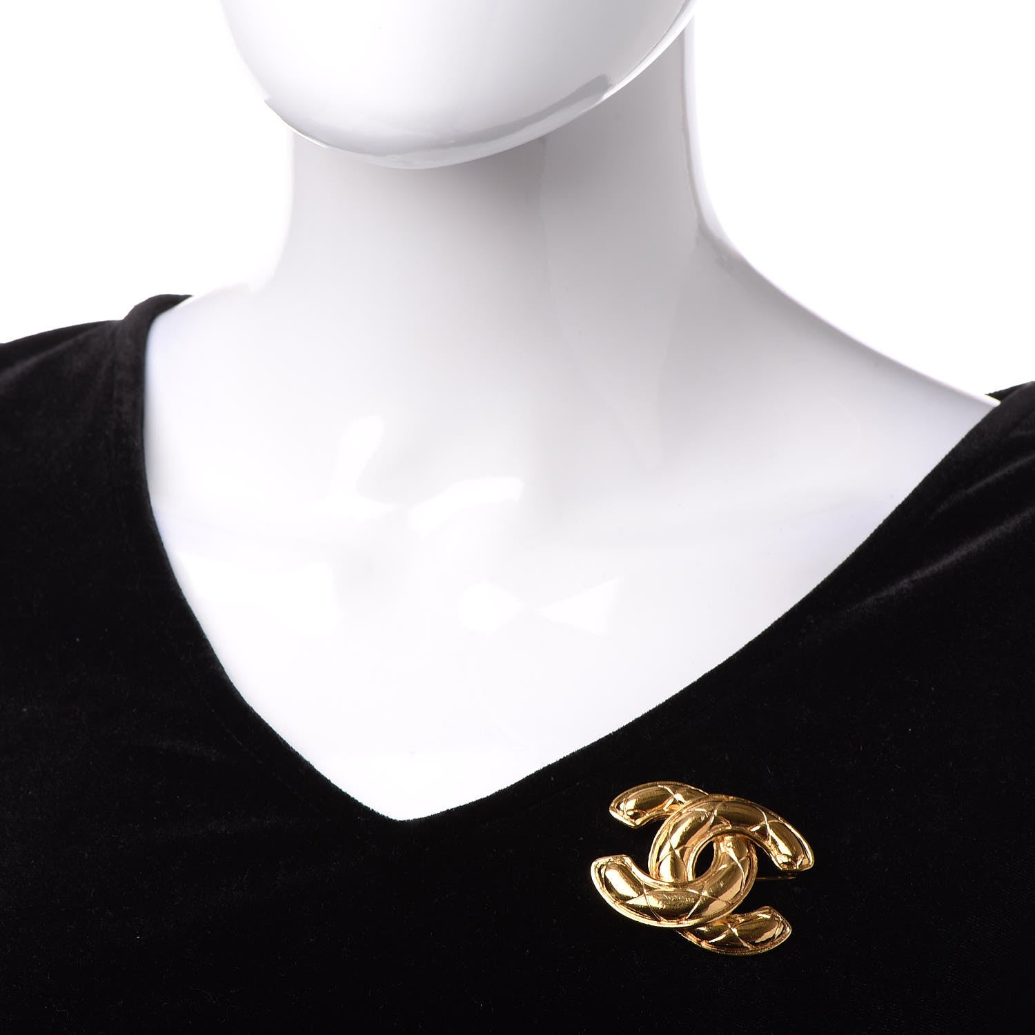 Chanel Metal Quilted Large CC Brooch Gold 2 of 5
