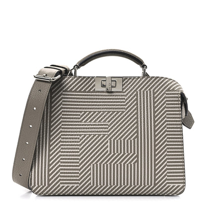 Fendi Cuoio Romano Striped Macro FF Bicolor Mini Peekaboo I SEE U Satchel Ghianda 1 of 9