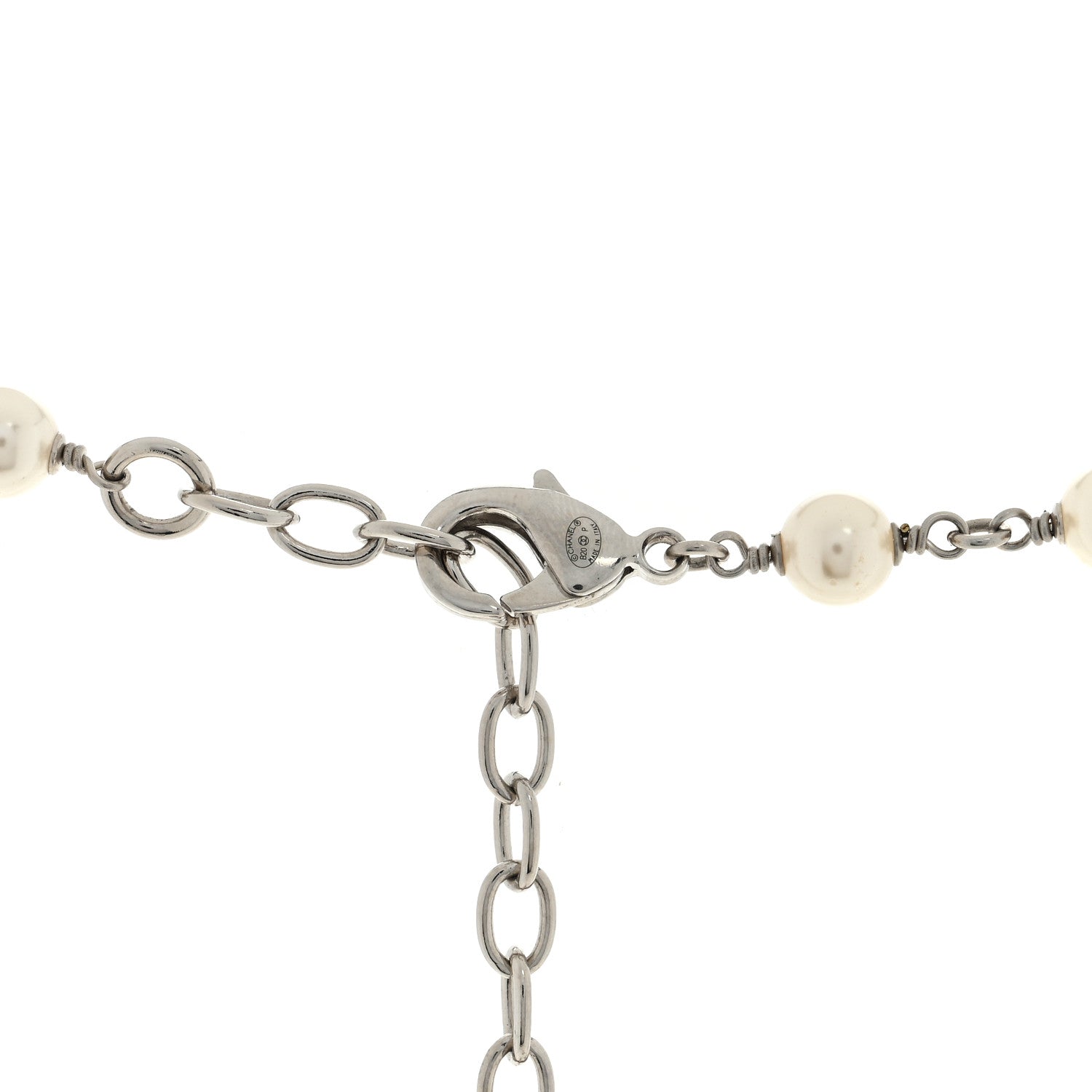 Chanel Pearl Crystal CC Starfall Necklace Silver 4 of 4