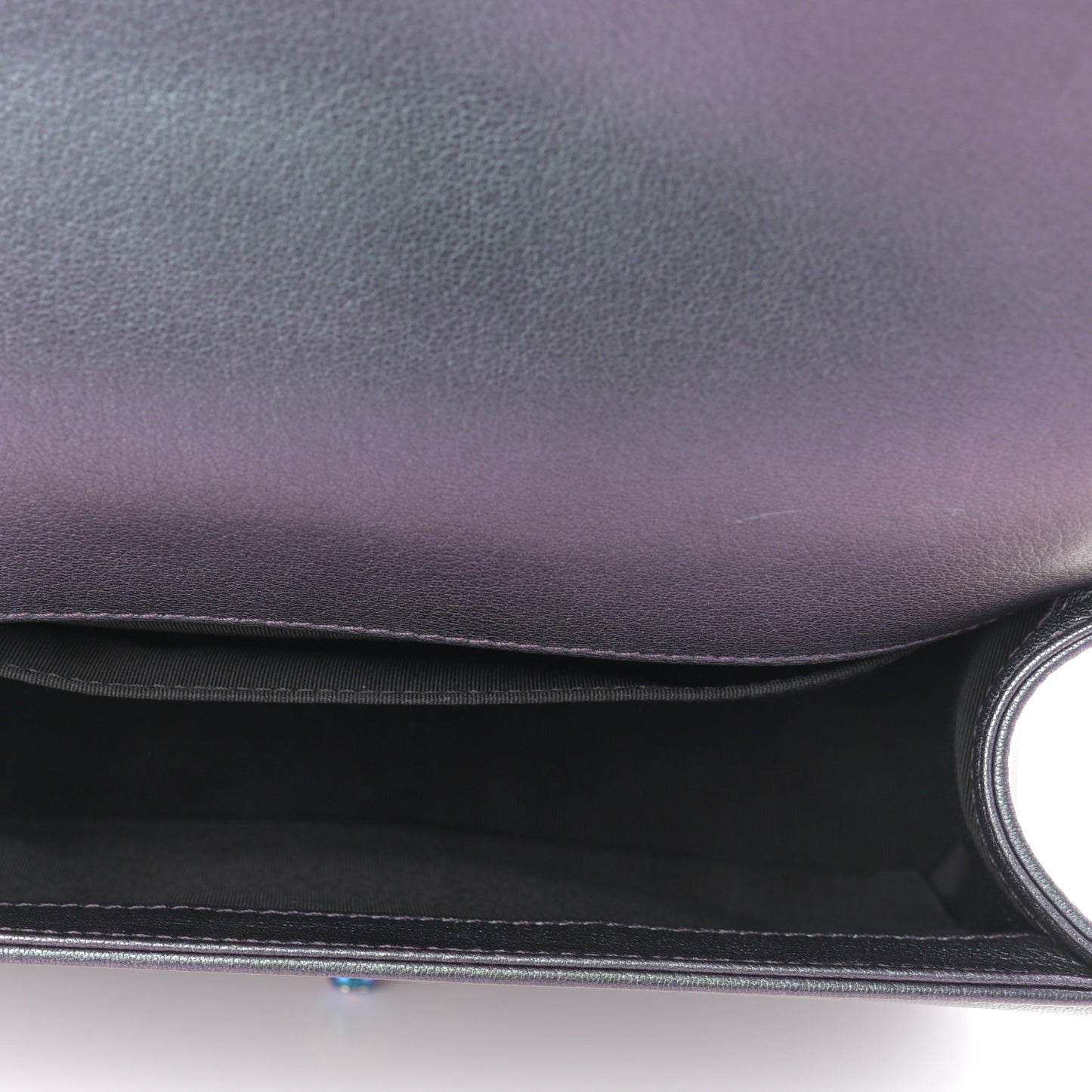 Iridescent Goatskin Quilted Medium Boy Flap Purple