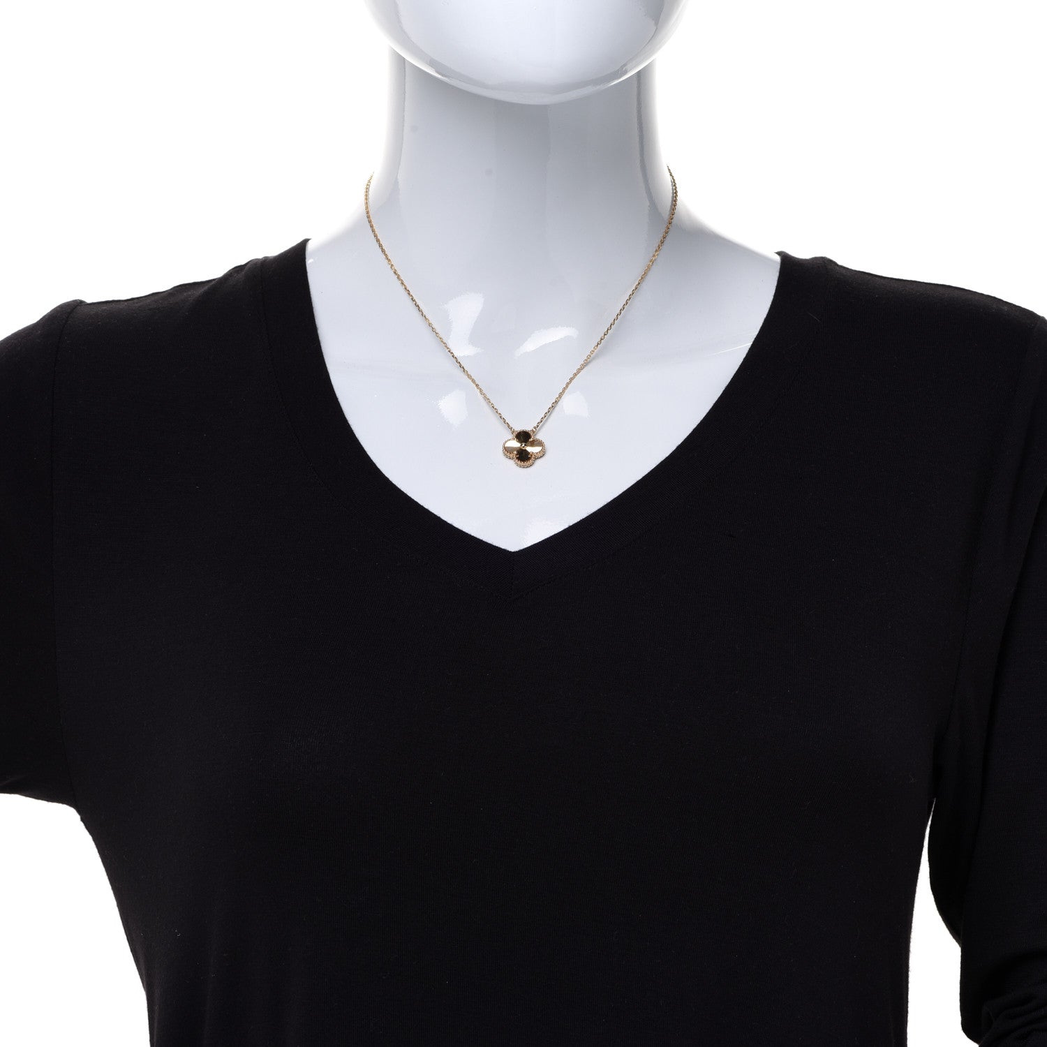 Van Cleef & Arpels 18K Yellow Gold Guilloche Vintage Alhambra Pendant Necklace 2 of 6