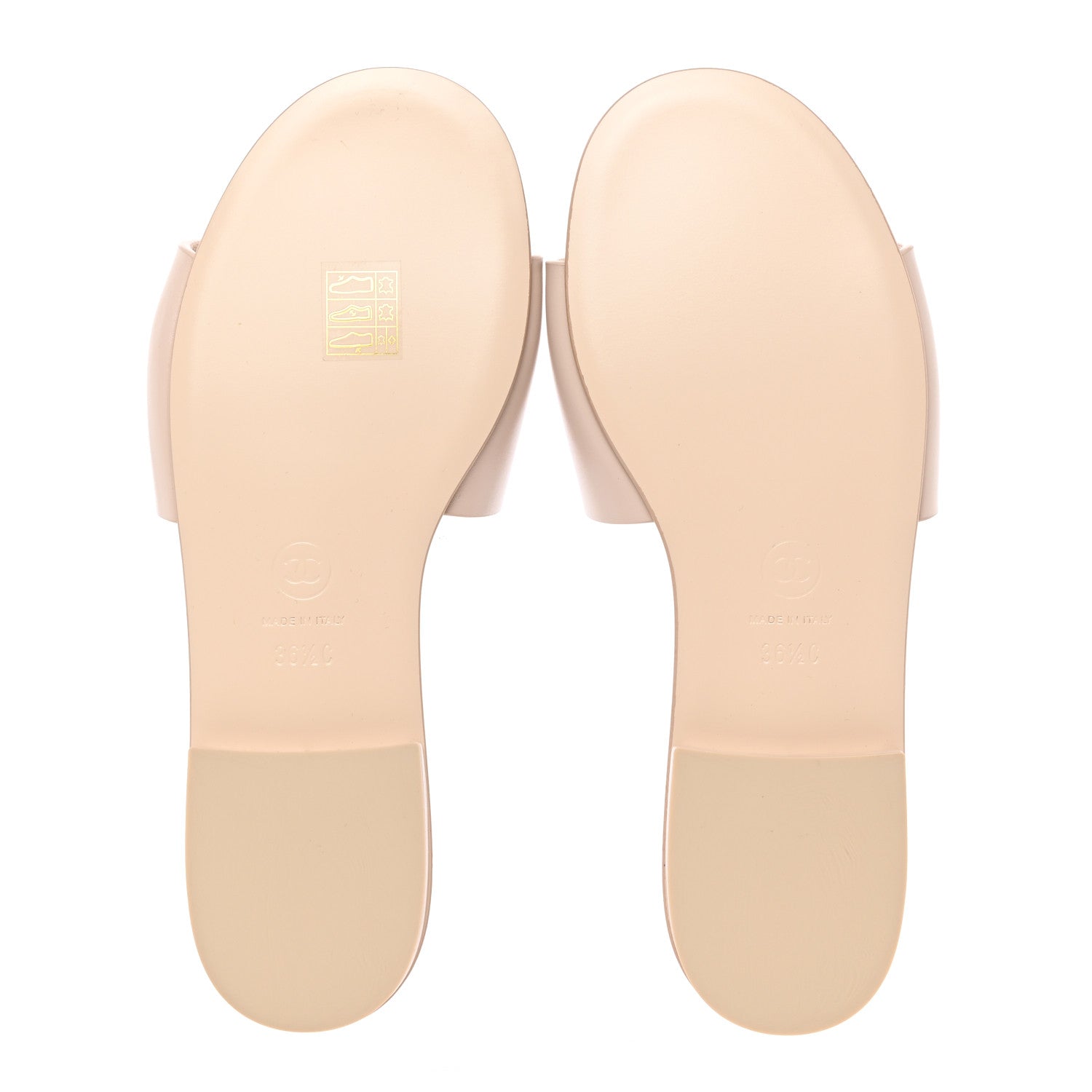 Chanel Calfskin Patent Calfskin Logo Mules 36.5 Beige 5 of 12