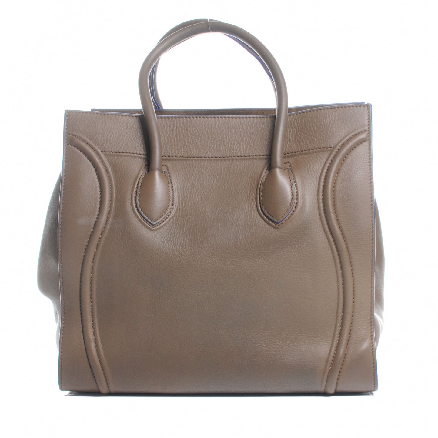 Smooth Calfskin Large Phantom Luggage Khaki Cobalt Trim