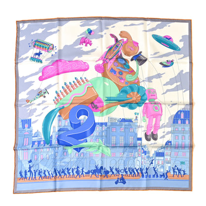 Hermes Silk Parade Scarf 90 White Bleu Rose 1 of 3
