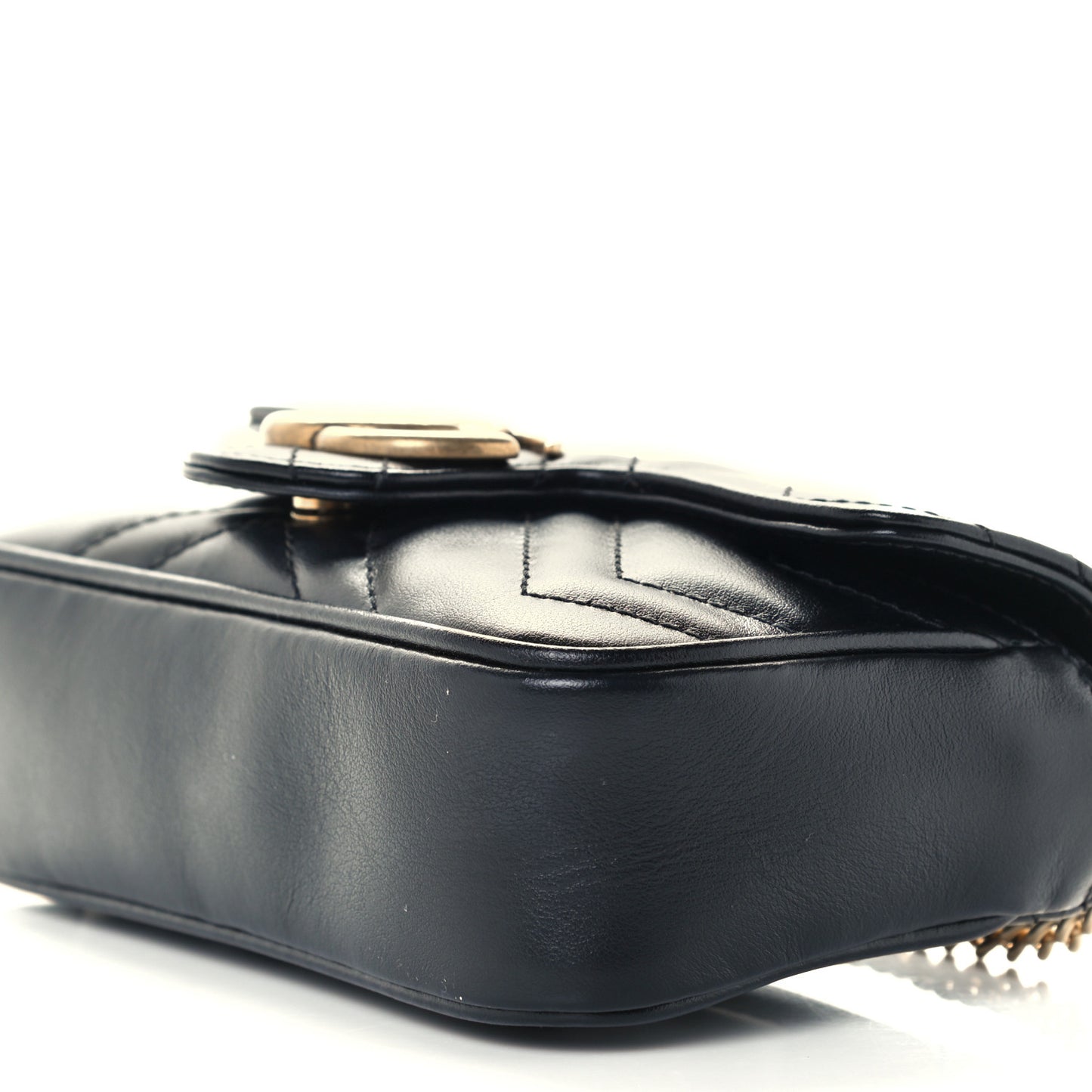 Calfskin Matelasse Super Mini GG Marmont Shoulder Bag Black