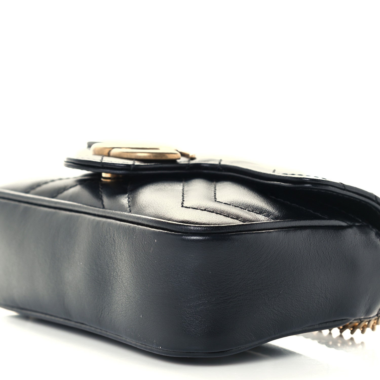 Gucci Calfskin Matelasse Super Mini GG Marmont Shoulder Bag Black 10 of 10
