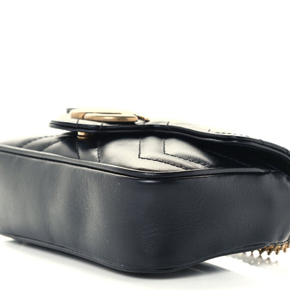 Gucci Calfskin Matelasse Super Mini GG Marmont Shoulder Bag Black 10 of 10