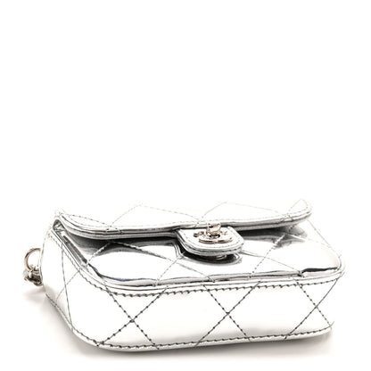 Chanel Mirror Calfskin Small Top Handle Clutch With Chain Silver 4 of 10