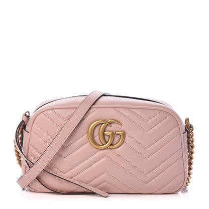 Gucci Calfskin Matelasse Small GG Marmont Chain Shoulder Bag Perfect Pink 1 of 10