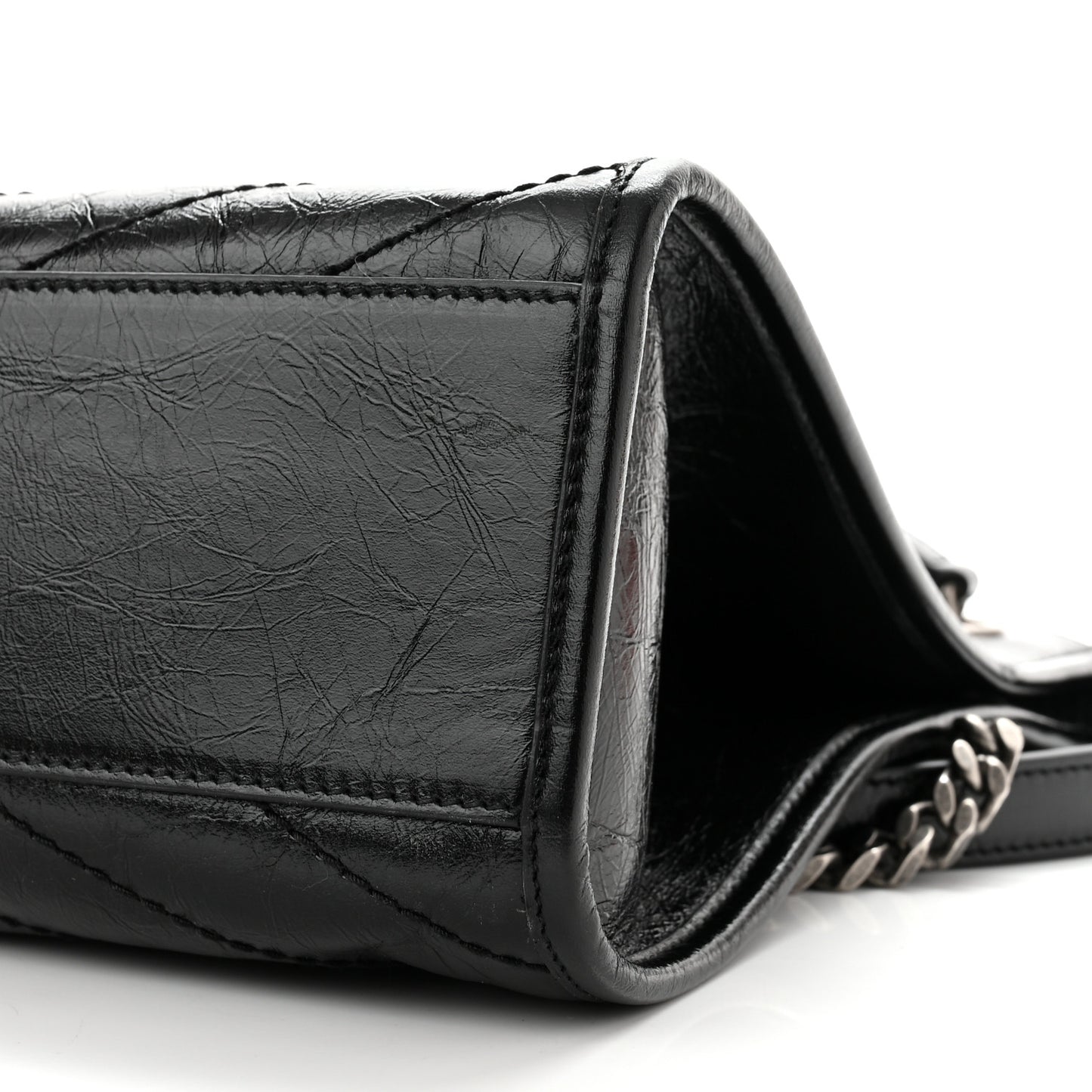 Crinkled Calfskin Matelasse Monogram Medium Niki Shopper Tote Black