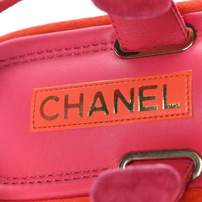 Chanel Suede Quilted Platform Sandals 41 Red Light Red 7 of 9