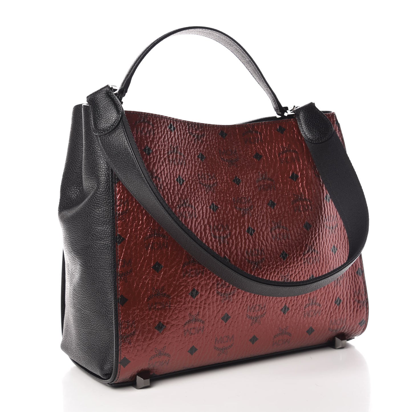 Metallic Visetos Medium Corina Shoulder Bag Scooter Red
