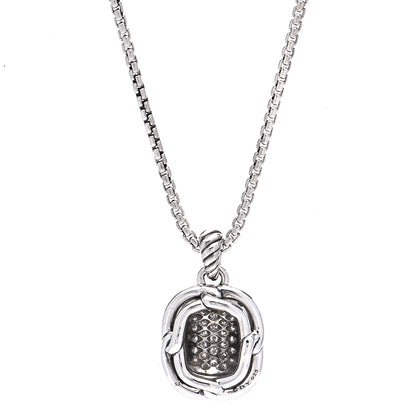 David Yurman Sterling Silver Diamond 10mm Labyrinth Pendant Necklace 4 of 5