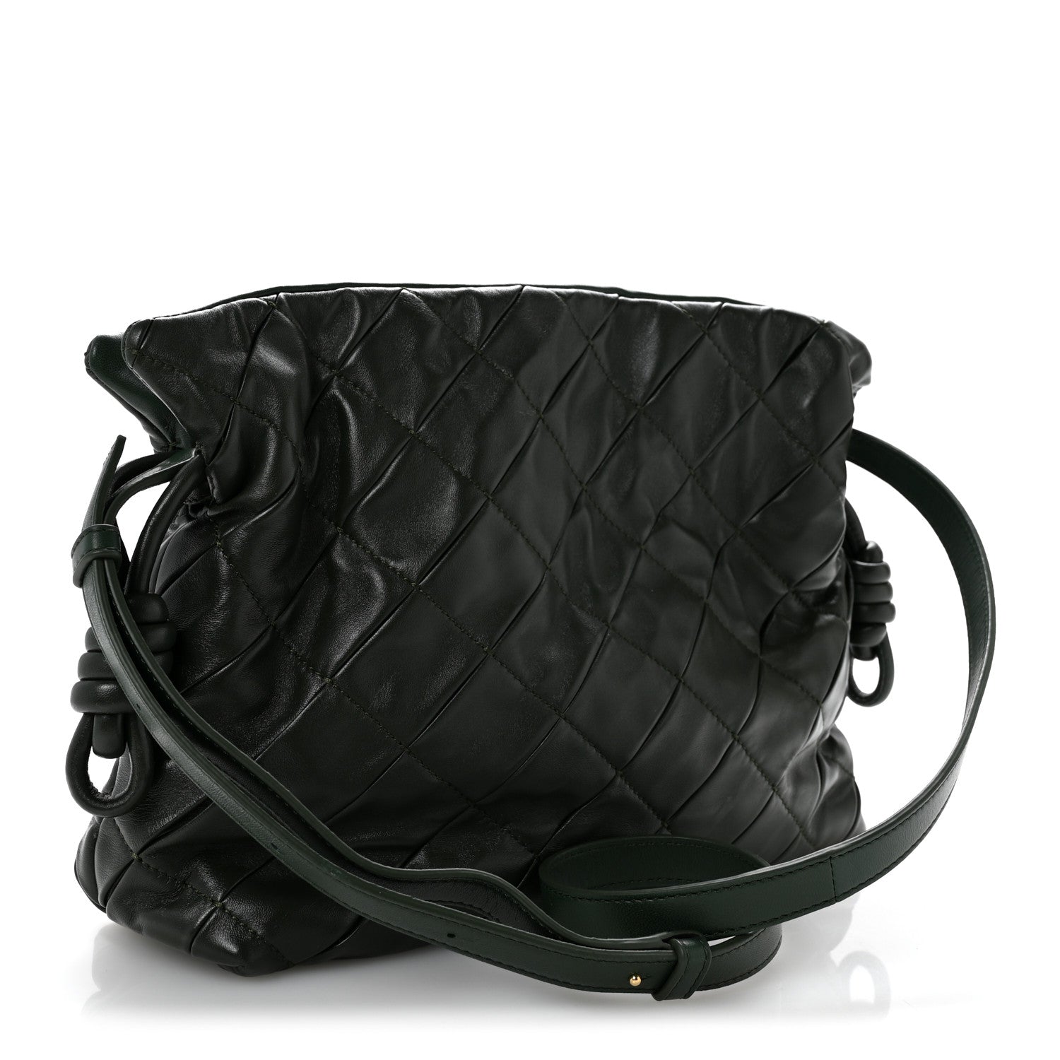 Loewe Calfskin Quilted Flamenco Knot Clutch Verde 3 of 12