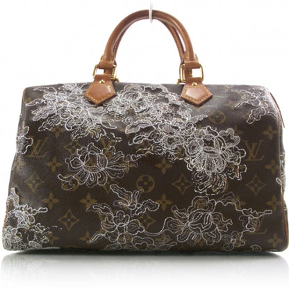 Louis Vuitton Monogram Dentelle Speedy 30 Silver 1 of 9