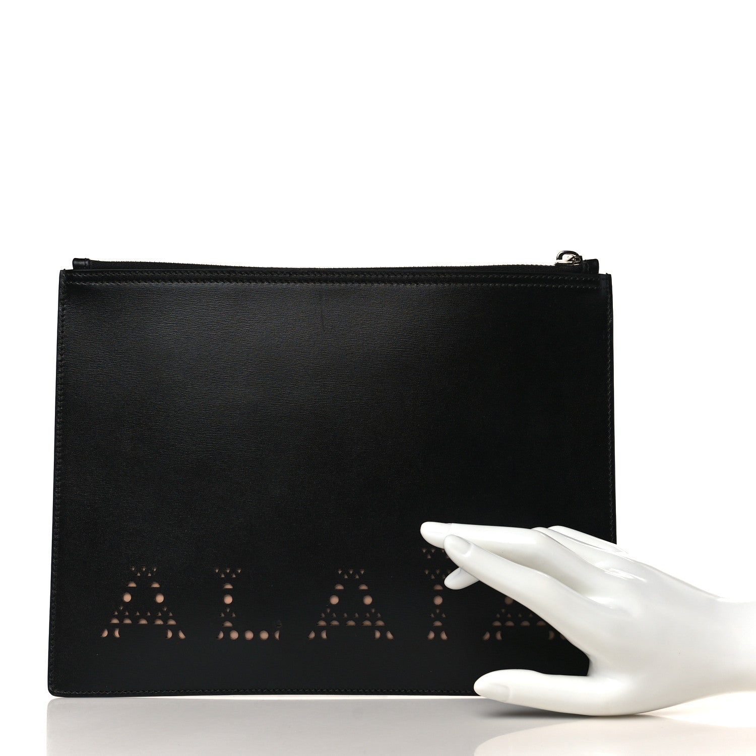 Alaia Calfskin Laser Cut Logo Pouch Black 2 of 6