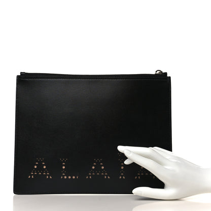 Alaia Calfskin Laser Cut Logo Pouch Black 2 of 6