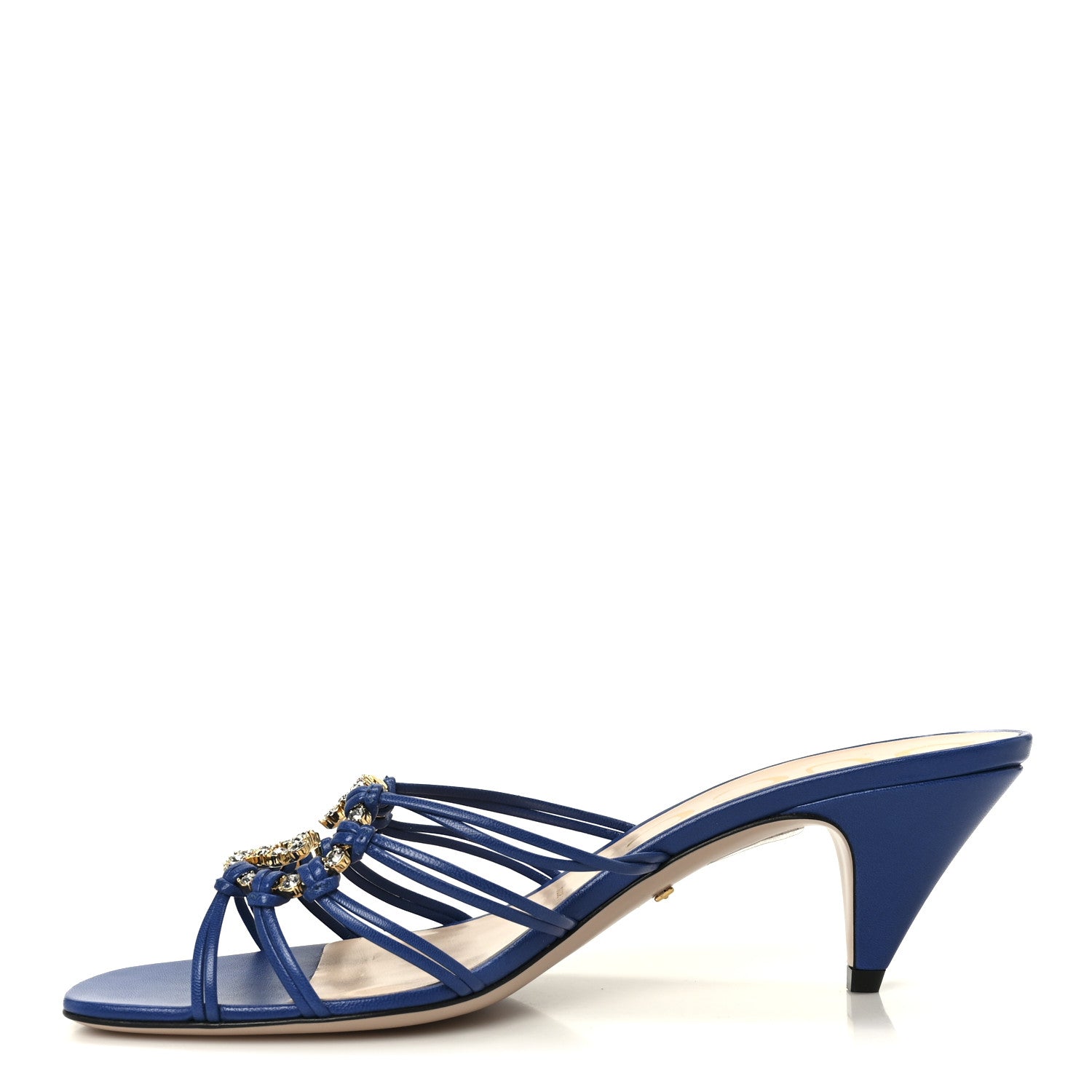 Gucci Malaga Kid Crystal GG Isa Ankle Strap 55mm Sandals 37 Rio Blue 1 of 10